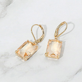 Rectangular Gemstone Drop Dangle Earrings