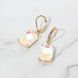 Rectangular Gemstone Drop Dangle Earrings
