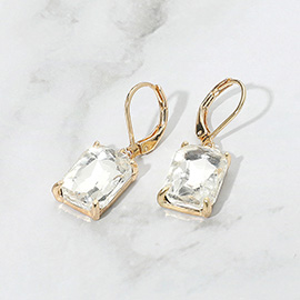 Rectangular Gemstone Drop Dangle Earrings