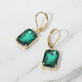 Rectangular Gemstone Drop Dangle Earrings