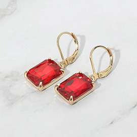 Rectangular Gemstone Drop Dangle Earrings