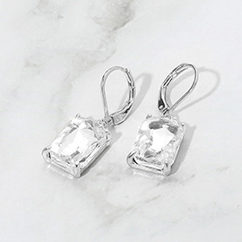 Rectangular Gemstone Drop Dangle Earrings
