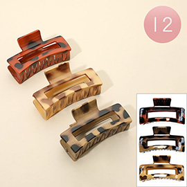 12PCS - Leopard Pattern Print Open Rectangular Hair Claw Clips