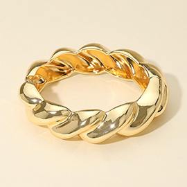 Bold Metal Twist Hinged Bangle Bracelet