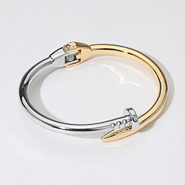 Two Tone Nail Head Hinged Bangle Bracelet