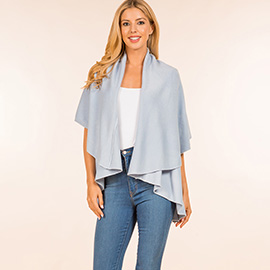 Open Front Solid Wrap Poncho