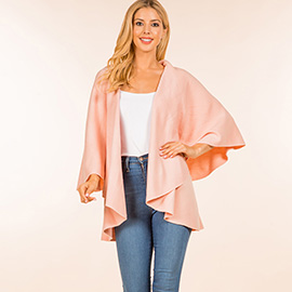Open Front Solid Wrap Poncho