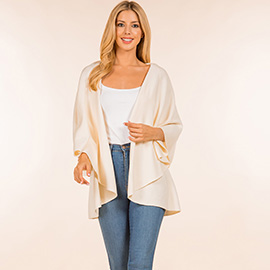 Open Front Solid Wrap Poncho
