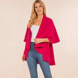 Open Front Solid Wrap Poncho