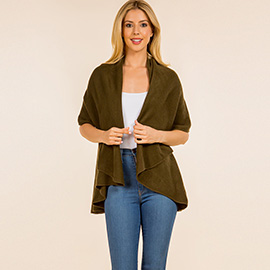 Open Front Solid Wrap Poncho