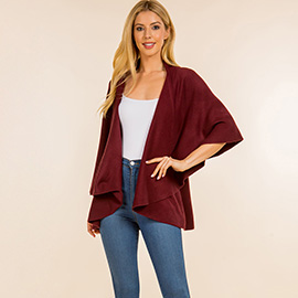 Open Front Solid Wrap Poncho