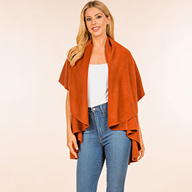 Open Front Solid Wrap Poncho