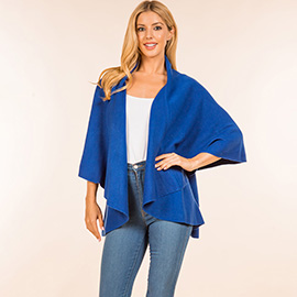 Open Front Solid Wrap Poncho