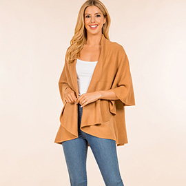 Open Front Solid Wrap Poncho