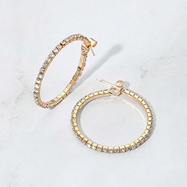 30mm Rhinestone Paved Hoop Earrings