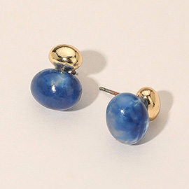 Marbled Resin Drop Dual Bead Earrings