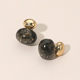 Marbled Resin Drop Dual Bead Earrings