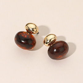 Marbled Resin Drop Dual Bead Earrings