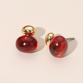 Marbled Resin Drop Dual Bead Earrings