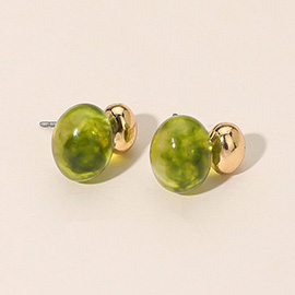 Marbled Resin Drop Dual Bead Earrings