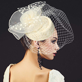 Mesh Veil Flower Fascinator / Headband