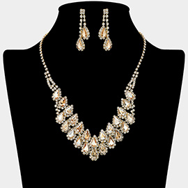 Crystal Rhinestone Teardrop Cluster Necklace