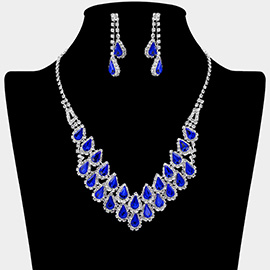 Crystal Rhinestone Teardrop Cluster Necklace