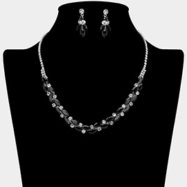 Round Marquise Stone Cluster Rhinestone Necklace