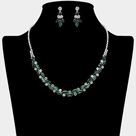 Round Marquise Stone Cluster Rhinestone Necklace