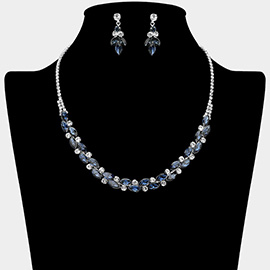 Round Marquise Stone Cluster Rhinestone Necklace