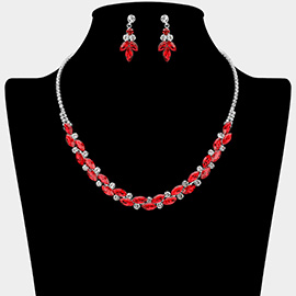 Round Marquise Stone Cluster Rhinestone Necklace