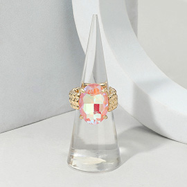 Faceted Oval Stone Cluster Stretch Ring