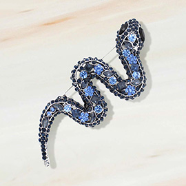 Rhinestone Embellished Snake Pin Brooch