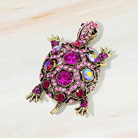 Rhinestone Embellished Sea Turtle Pin Brooch
