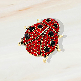 Rhinestone Paved Ladybug Pin Brooch