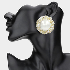 Bold Elegant Pearl Center Earrings
