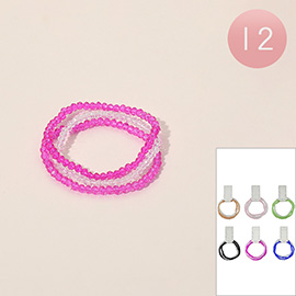 12 SET OF 3 - Color and Clear Beaded Multi Layered Stretch Bracelets