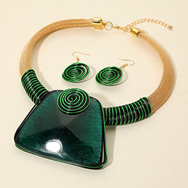 Bold Resin Geometric Pendant Accent Statement Necklace