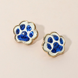 Glitter Paw Print GameDay Stud Earrings