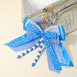 Game Day Theme Triple Layered Bow Bag Charm Keychain