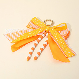 Game Day Theme Triple Layered Bow Bag Charm Keychain