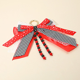 Game Day Theme Triple Layered Bow Bag Charm Keychain