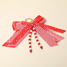 Game Day Theme Triple Layered Bow Bag Charm Keychain