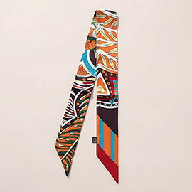 Abstract Pattern Printed Twilly Skinny Scarf