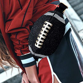 Bling Studded Game Day Football Shape Fanny Pack Sling Bag