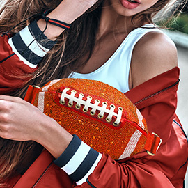Bling Studded Game Day Football Shape Fanny Pack Sling Bag