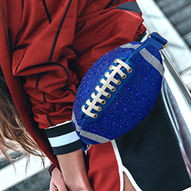 Bling Studded Game Day Football Shape Fanny Pack Sling Bag