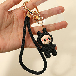 Bling Studded Monster Bunny Figure Phone Strap Keychain Bag Charm