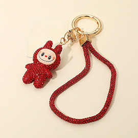 Bling Studded Monster Bunny Figure Phone Strap Keychain Bag Charm