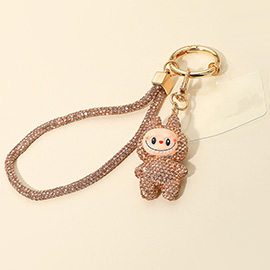 Bling Studded Monster Bunny Figure Phone Strap Keychain Bag Charm